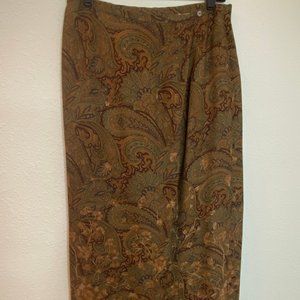Autumn Paisley Silk Skirt Size 12